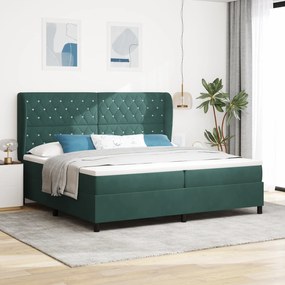 Cama Box com Colchão vidaXL Verde Escuro 200x200 cm Veludo