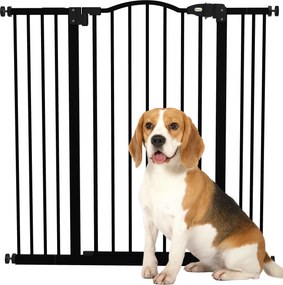 Barreira de Segurança para Cães com Largura Ajustável 74-100 cm e Extensões para Escadas e Portas Preto