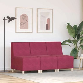 vidaXL Cadeiras de Sofá 3 pcs vermelho tinto 55 x 74 x 82 cm Veludo