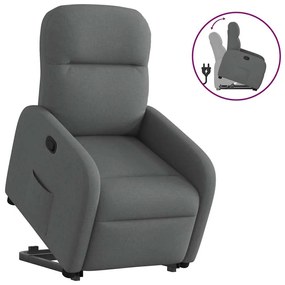 vidaXL Poltrona reclinável elevatória tecido cinzento-escuro