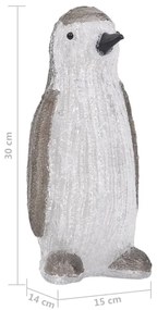 Figura pinguim acrílico c/ luzes LED interior e exterior 30 cm