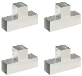 vidaXL Bases para poste em forma de T 4 pcs 91x91 mm metal galvanizado