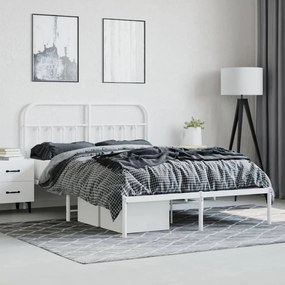 Estrutura de cama com cabeceira 140x190 cm metal branco