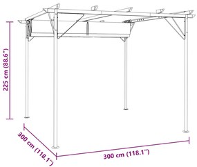 Pérgola com toldo retrátil 3x3 m aço branco nata