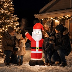 Pai Natal Insuflável de Natal 150 cm com Acabamento Aveludado e Saco de Arrumação, Decoração de Exterior
