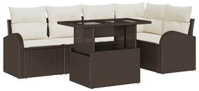 Conjunto de Sofá de Jardim vidaXL de 6 Peças com Almofadas em Polirrat