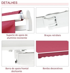 Toldo Manual 395x245 cm Toldo de Varanda Pátio com Manivela de Alumíni