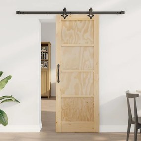 Porta Deslizante vidaXL com Conjunto de Hardware 73.5x198.5 cm Madeira Sólida de Pinho