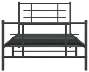 Estrutura de cama com cabeceira e pés 100x200 cm metal preto