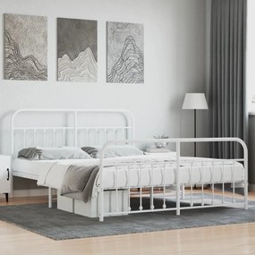 Estrutura de cama com cabeceira e pés 180x200 cm metal branco