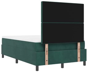 Cama Box Spring com Colchão e Banco Verde Escuro 120x200 cm Veludo