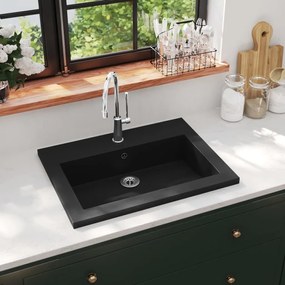 142962 vidaXL Lavatório de granito 600x450x120 mm preto