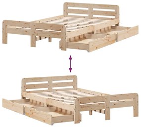Cama sem colchão 135x190 cm madeira de pinho maciça