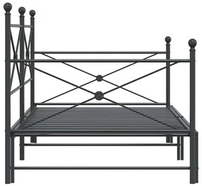 Cama de dia com gavetão sem colchão 107x203 cm aço preto