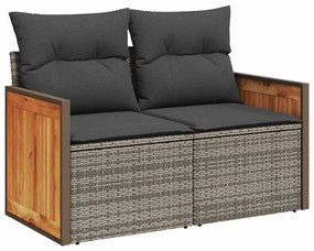 6 pcs conjunto sofás de jardim com almofadões vime cinzento