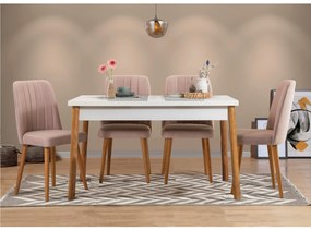 Conjunto de Mesa e Cadeiras Costa – Pinho Atlântico, Branco, Pedra – M