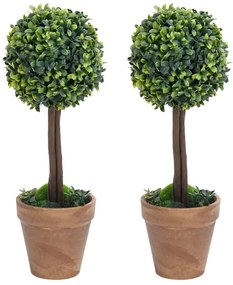 Plantas bolas de buxo artificiais c/ vasos 2 pcs 56 cm verde