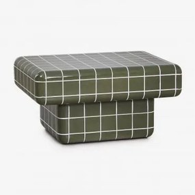 Mesa De Centro Retangular Para Jardim Em Cimento Com Aparência De Azulejo Eleonor 70 X 50 Cm & Éter Verde - Sklum