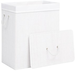 Cesto para roupa suja c/ secção única 83 L bambu branco