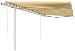 Toldo retrátil automático com postes 4x3 m amarelo e branco