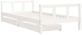 Estrutura cama infantil c/ gavetas 90x200cm pinho maciço branco