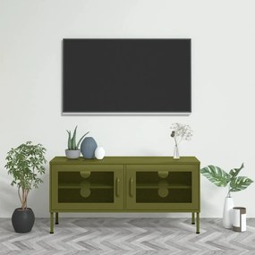 Móvel de TV aço 105x35x50 cm verde-azeitona