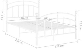 Estrutura de cama 120x200 cm metal branco