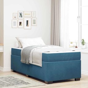 vidaXL Estrutura da Cama com colchão Azul Escuro 90 x 200 cm tecido