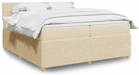 vidaXL Cama com molas/colchão 200x200 cm tecido cor creme