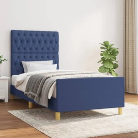 Estrutura de cama sem colchão 90x200 cm tecido azul