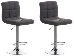 Conjunto de 2 bancos de bar Peru em tecido e com estrutura cromada 46 x 94-114 x 47 cm Cinzento