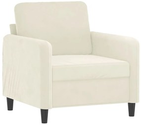 Poltrona com apoio de pés 60 cm veludo cor creme