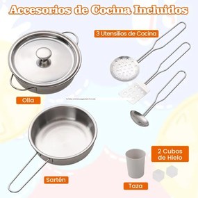 Cozinha de brincar em madeira 91 x 30 x 102 cm com máquina de gelo, fogão, máquina de lavar, forno, micro-ondas, sons e luzes reais para crianças com