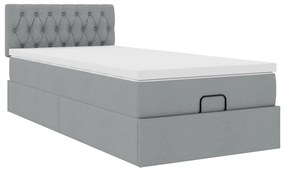 Cama otomana com colchão 100x200 cm tecido cinzento claro