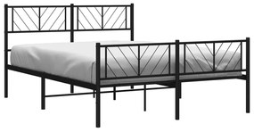 Estrutura de cama com cabeceira e pés 140x190 cm metal preto