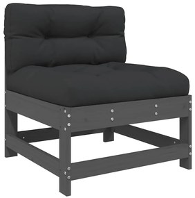 Sofás de centro com almofadões 2 pcs pinho maciço cinzento