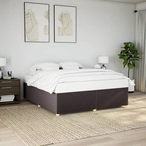 Estrutura de cama sem colchão 200x200 cm tecido castanho-escuro