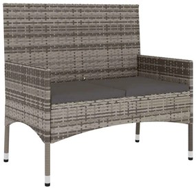 6 pcs conjunto lounge de jardim c/ almofadões vime PE cinzento
