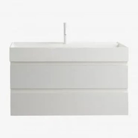 Conjunto De Móvel De Casa De Banho Em Madeira E Chapa De Freixo Com Lavatório Integrado Ona Branco & Sem Espelho & Branco - Sklum