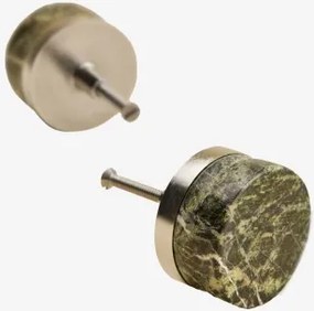 Pack De 2 Puxadores Em Pedra Natural E Aço Inoxidável Osmery Mármore Verde Forest & Cinza Escovado - Sklum