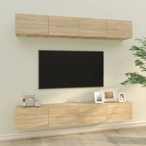 Móveis de TV para parede 4 pcs 100x30x30 cm carvalho sonoma