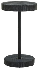 3 pcs conjunto de bar p/ jardim vime PE/acácia maciça preto