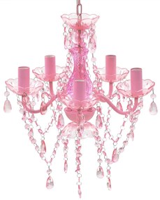 Lustre rosa com 5 bulbos