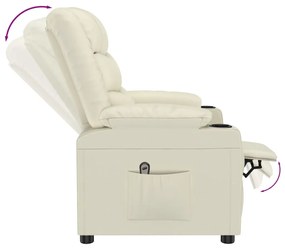 Poltrona reclinável elétrica couro artificial cor creme