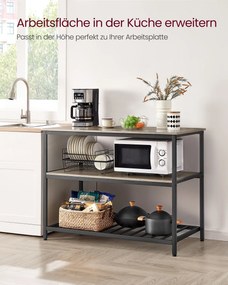 Armário de cozinha de 3 níveis 60 x 120 x 90 cm industrial preto-greige