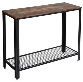 Mesa de consola de estilo industrial simples 101,5 x 80 x 35 cm Castanho Vintage-preto