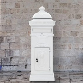 Caixa correio coluna estilo vintage alumínio inoxidável branco