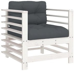 Cadeiras de jardim c/ almofadões 2 pcs pinho maciço branco