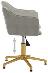 Cadeiras de jantar giratórias 2 pcs veludo cinzento-claro