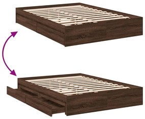 Estrutura cama c/ gavetas derivados madeira carvalho castanho